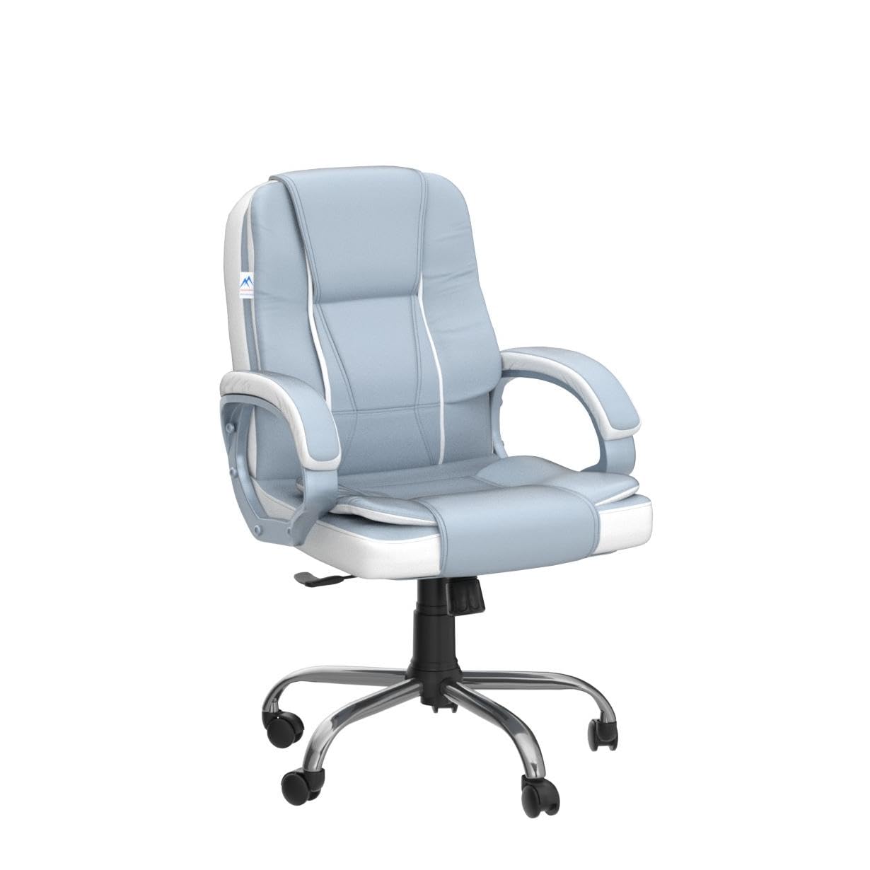Grey & White Leatherette Swivel Office Revolving Chair | Heavy Tilting Mechanism & Strong Chrome Base