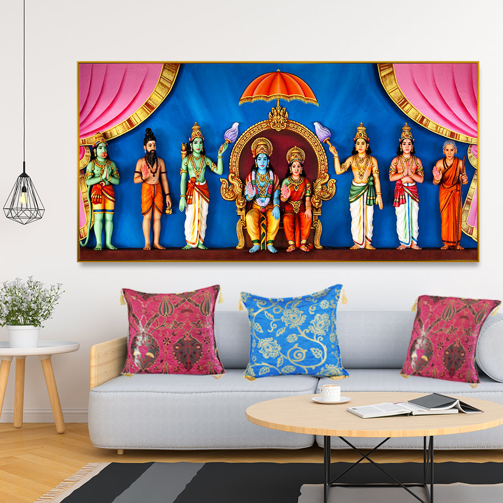Spiritual Lord Ram Darbar Canvas Wall Painting for Home