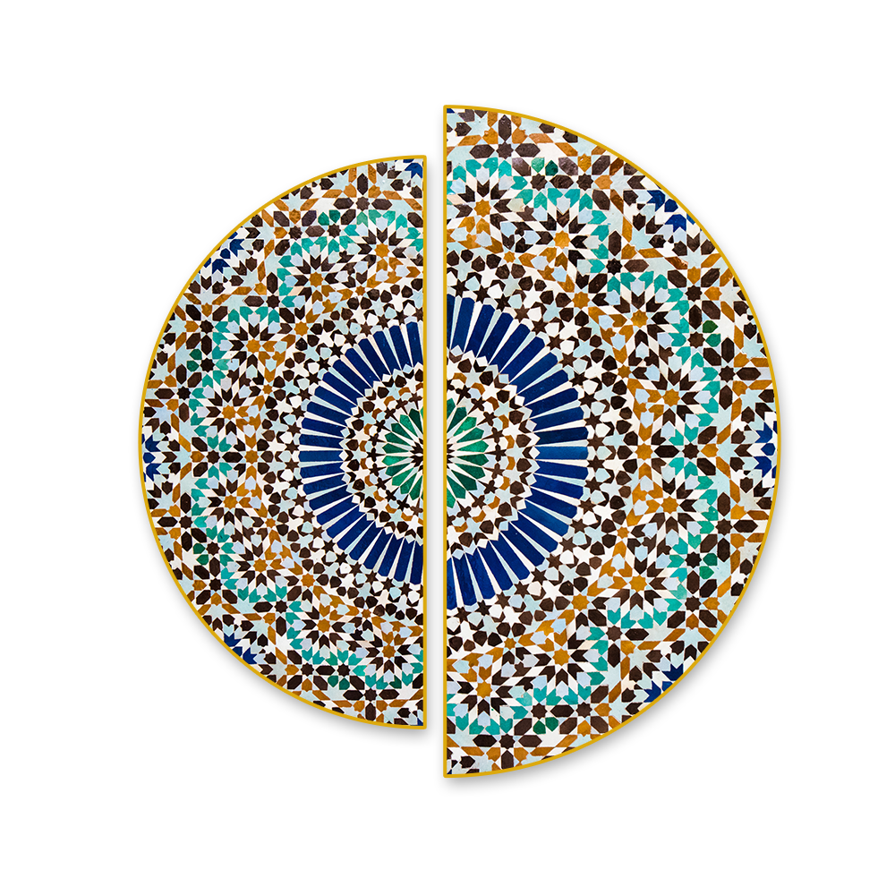 Intricate Traditional Pattern Semi Circle Frames Set Of 2