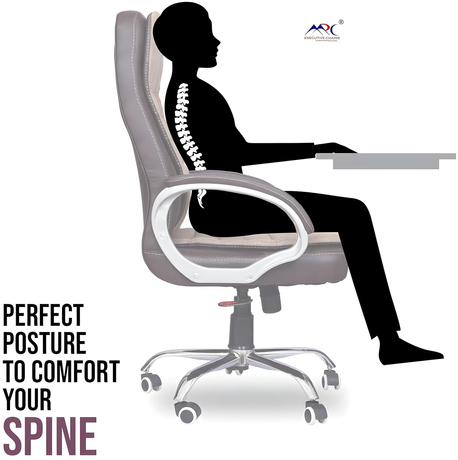 Brown & Cream Leatherette Revolving Office Chair | 360° Swivel & Tilting Locking Mechanism | Chrome Stand