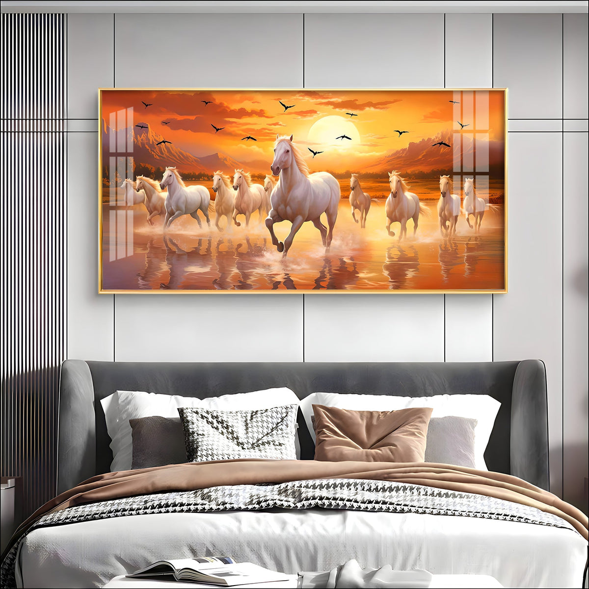 Dynamic Horse Acrylic Wall Painting – Powerful Canvas Wall Art