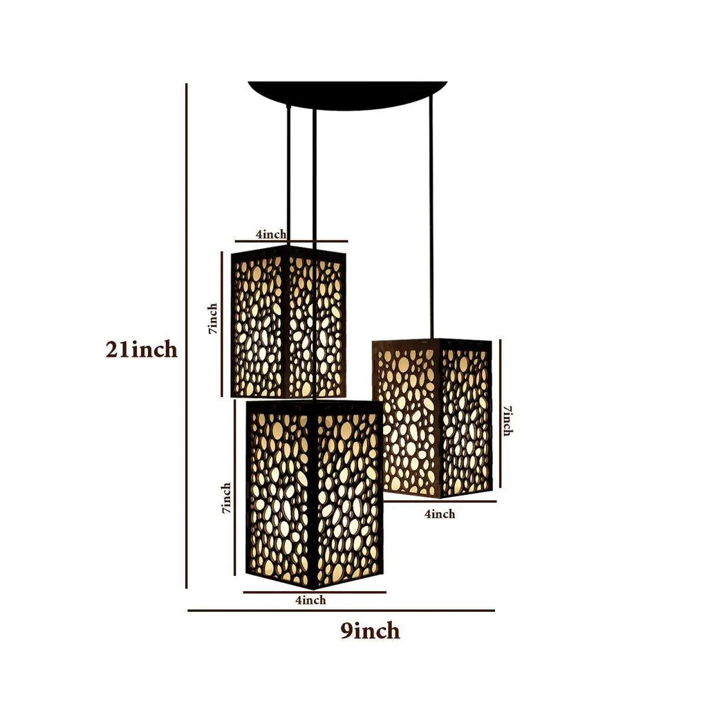 Wooden Ceiling Pendant Light Round Pattern Design Modern Lamp For Home Decoration Living Room