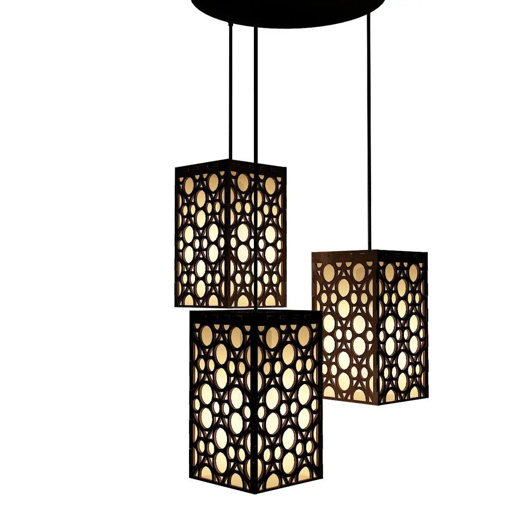 Round Pattern Wooden Modern Lamp Hanging Ceiling Light For Home Decoration Living Room