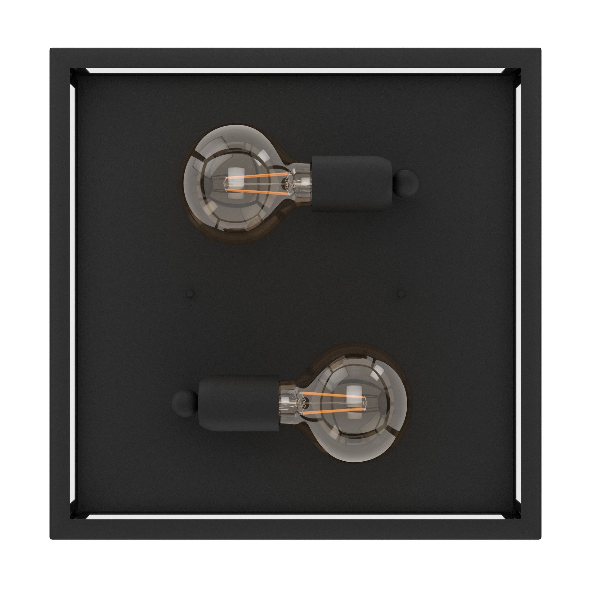 2 Bulb Steel Ceiling Light With Black Clear Glass