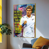 Roger Federer Never Give Up Cotton Canvas Wall Painting