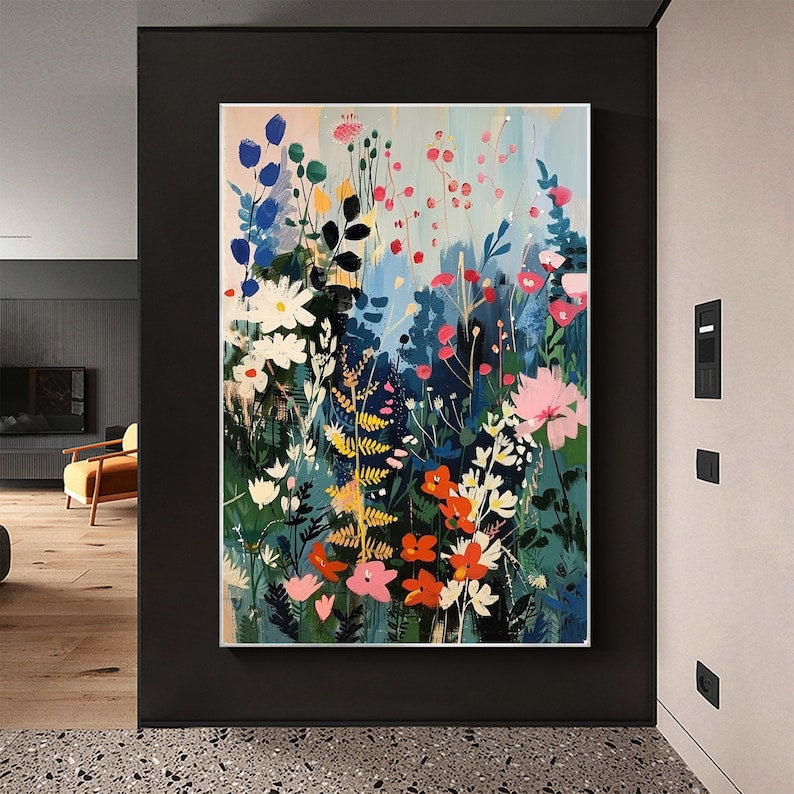Abstract Blossom Tree Painting on Canvas, Original Large 3D Textured Flower Wall Art Custom Modern Trendy Fashion Living Room Home Decor Online
