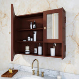 Luxury Stylish Wooden Bathroom Storage Cabinet with Mirrors & 5 Spacious Shelves with Brown Finish