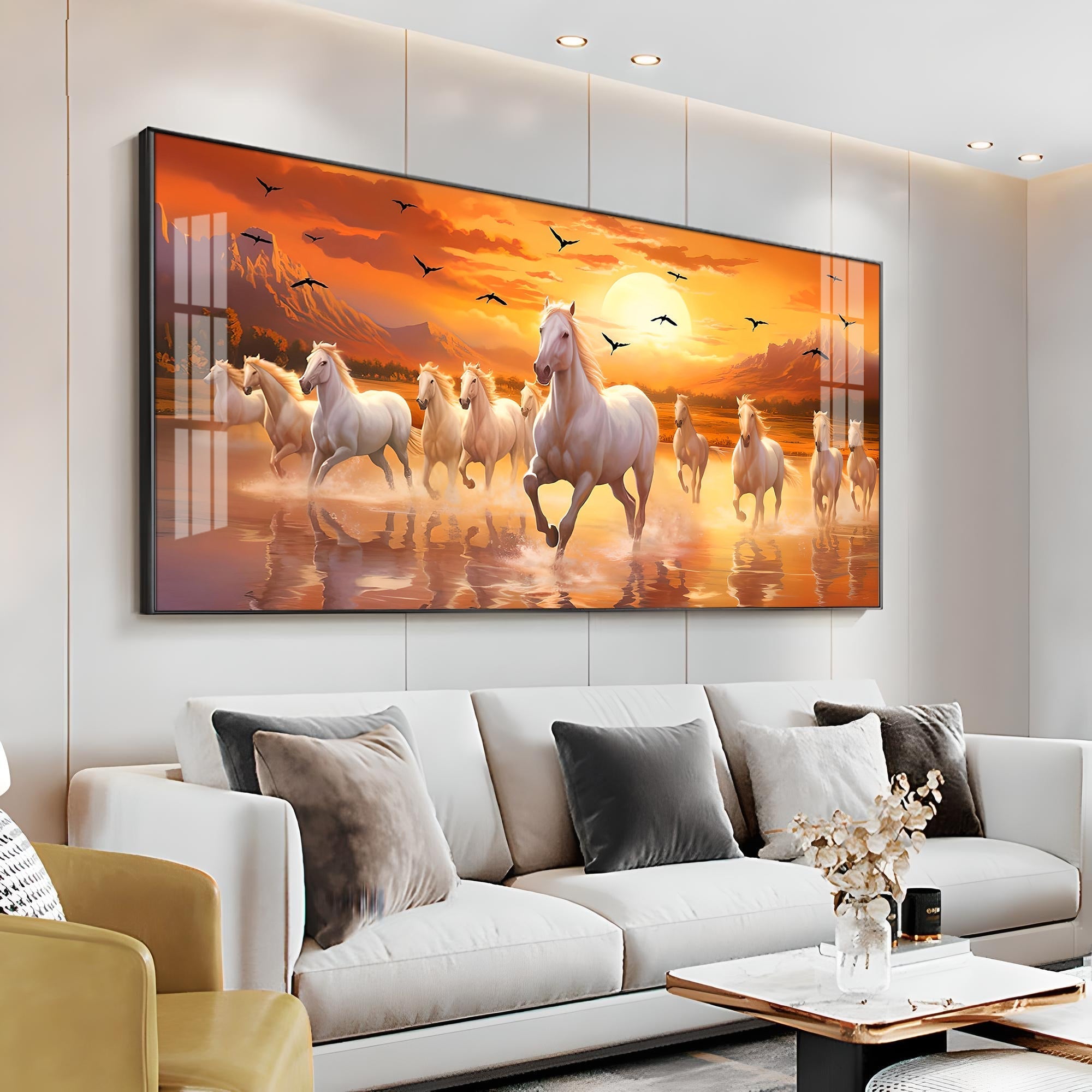 Dynamic Horse Acrylic Wall Painting – Powerful Canvas Wall Art