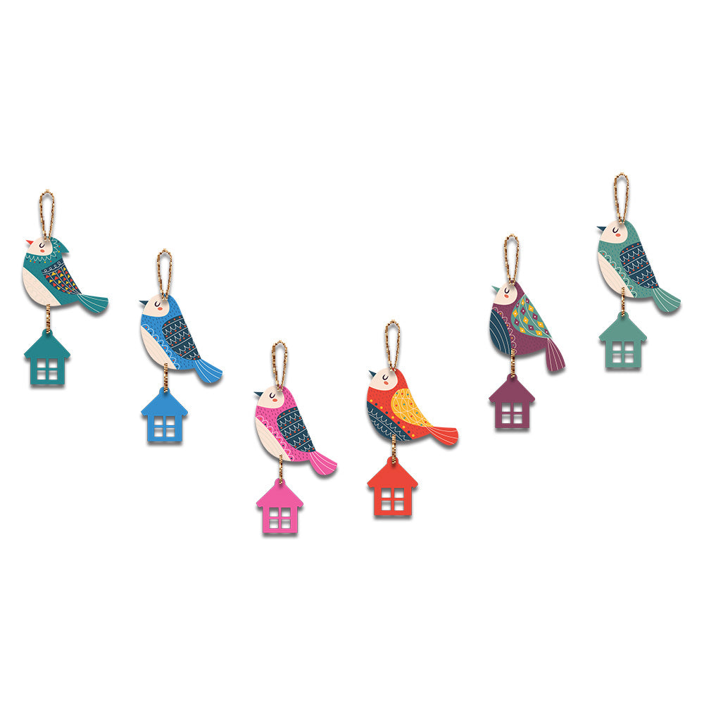 Multi Color Flying Birds Wooden Wall Hanging