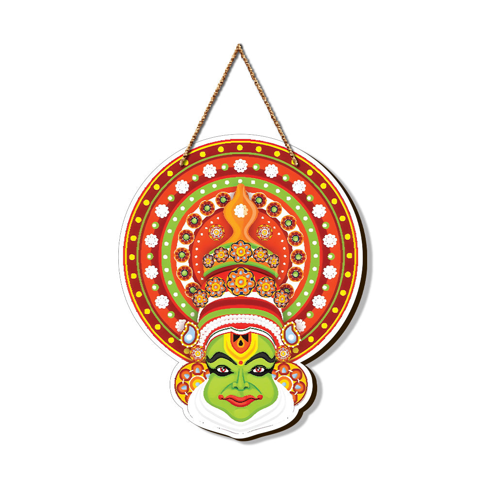 Kathakali Dancer Face on Mandala Pattern Wall Hanging