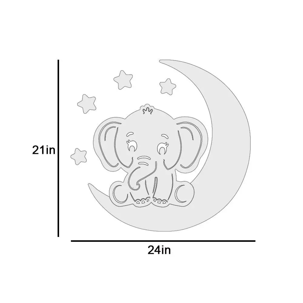 Playful Elephant & Moon Backlit Wooden Wall Décor