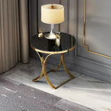 Premium Golden Iron Avarua Round Marble Table