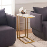 Premium C-Shaped White Marble Designer Side Table