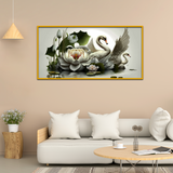 3d Swan Butterfly Flower Most Beautiful White Background Canvas Printed Wall Paintings