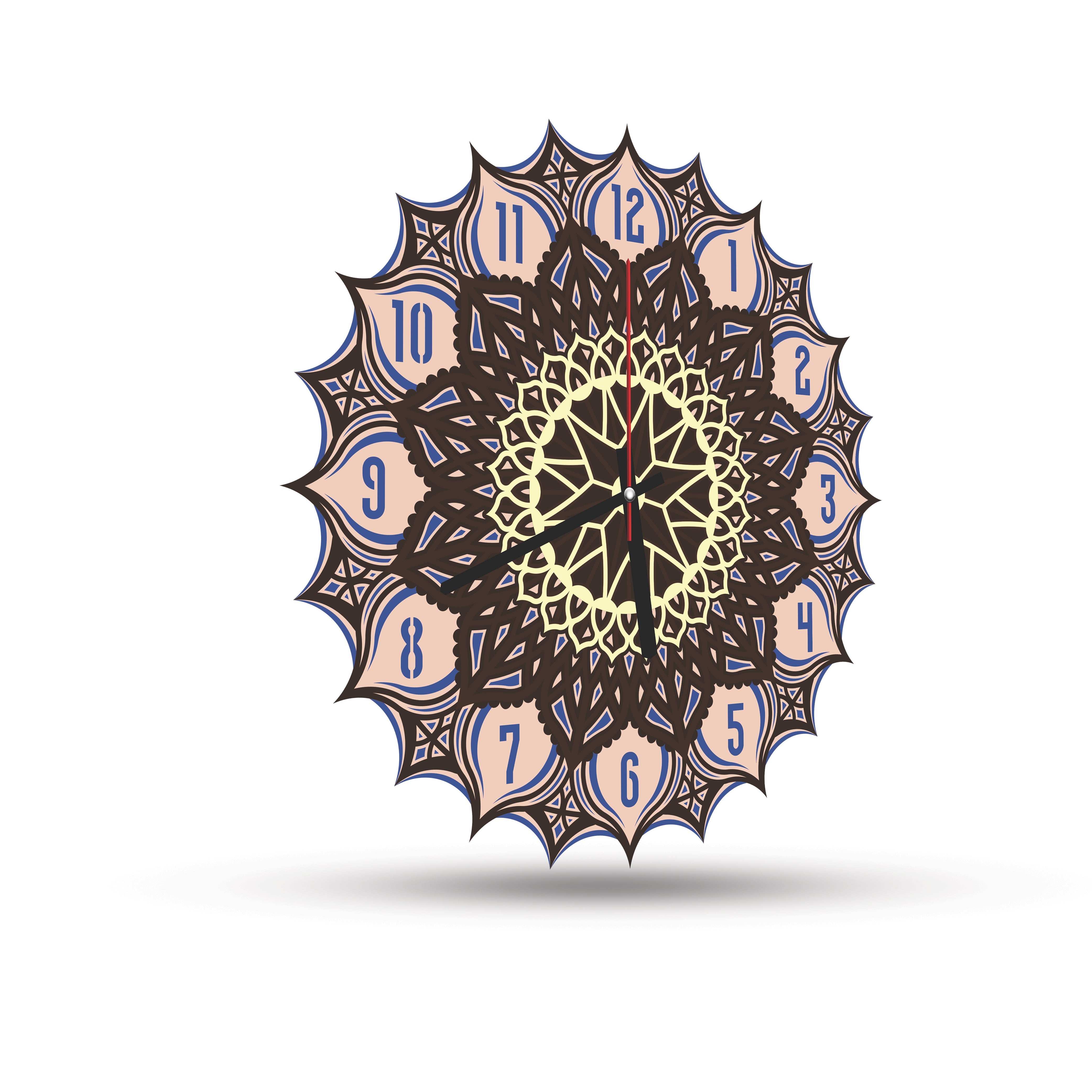 Beautiful Mandala Designer Multi Layer Wooden Wall Clock