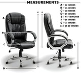 Black Leatherette High Back Office Chair | Ergonomic Desk Swivel Seat | Heavy Duty Chrome Base