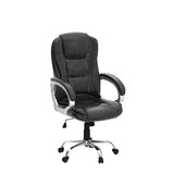 Black Leatherette High Back Office Chair | Ergonomic Desk Swivel Seat | Heavy Duty Chrome Base