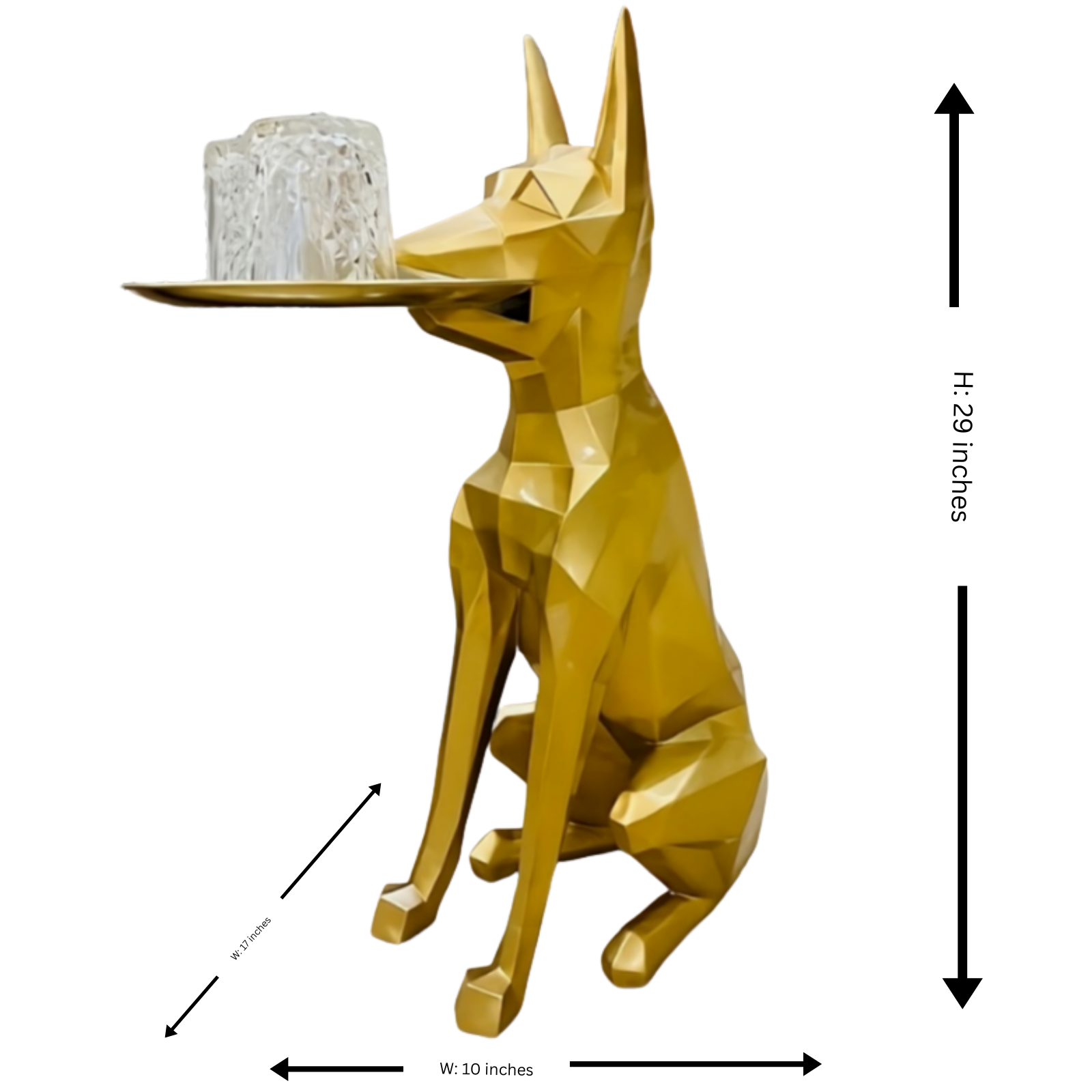 Dog Luna Diamond Decorative Showpiece with Tray in Yellow Color