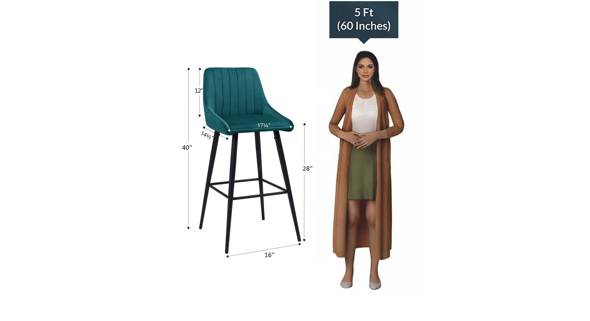 Green Color Daulton Counter Stool