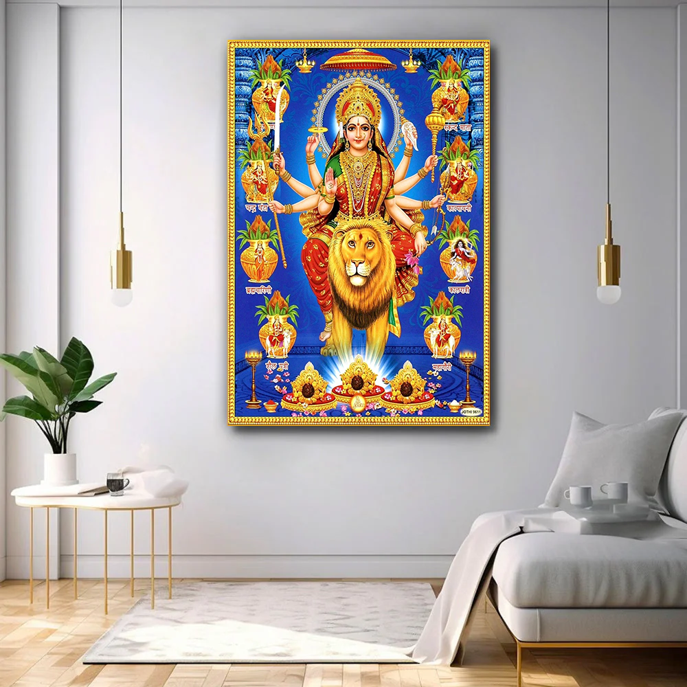 Divine Goddess  Durga Mata Canvas Printed Acrylic Wall Paintings & Arts