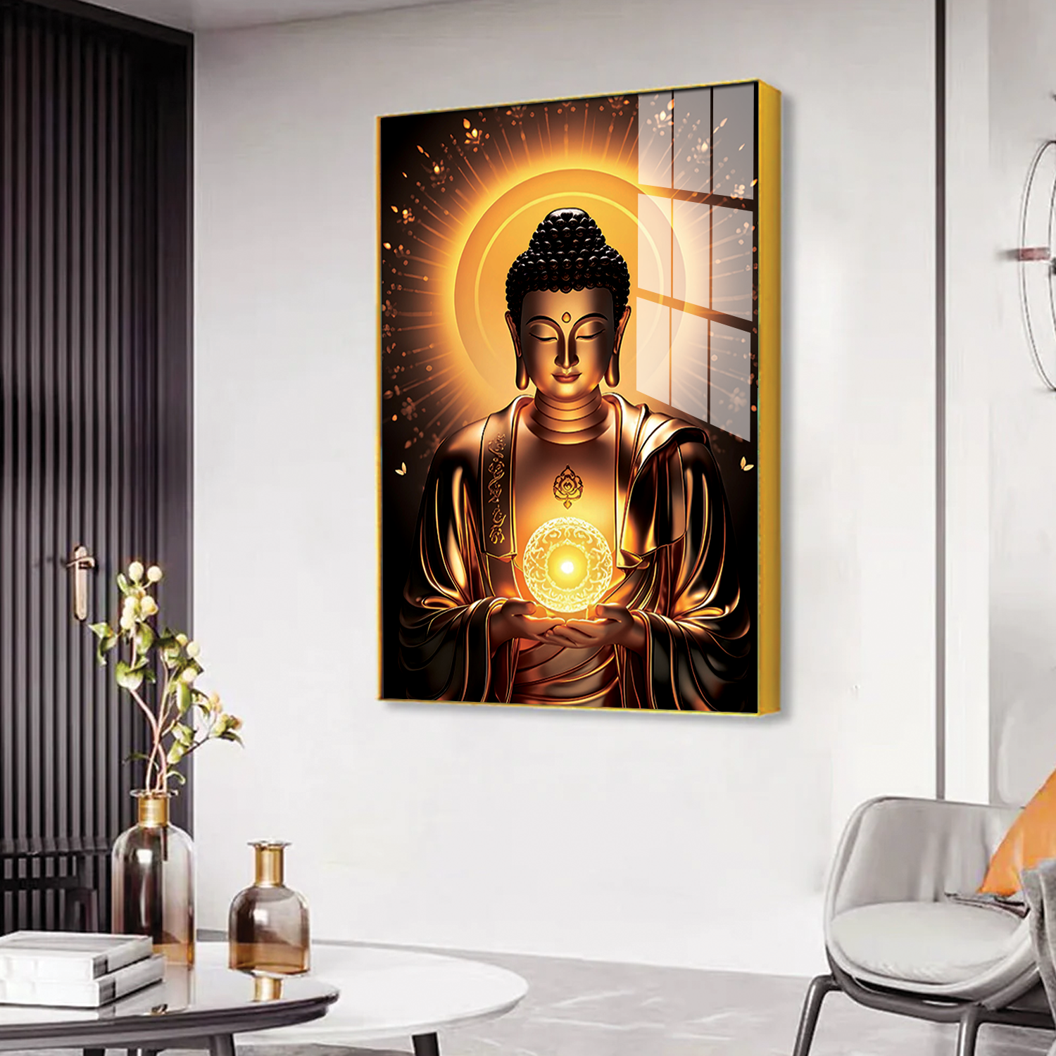 Gorgeous Lord Gautam Buddha Canvas Printed Acrylic Wall Paintings & Art for Living Room, Office