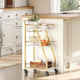 3 Tier Kitchen Bar Trolley In White Gold Finish