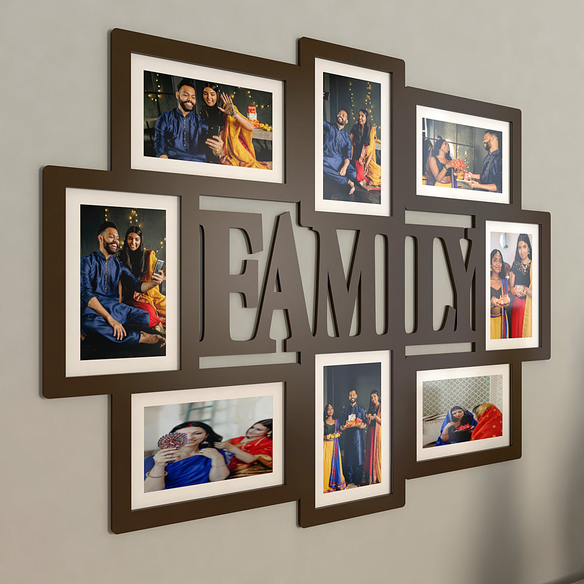 Family Dark Brown Hanging Photo Frame