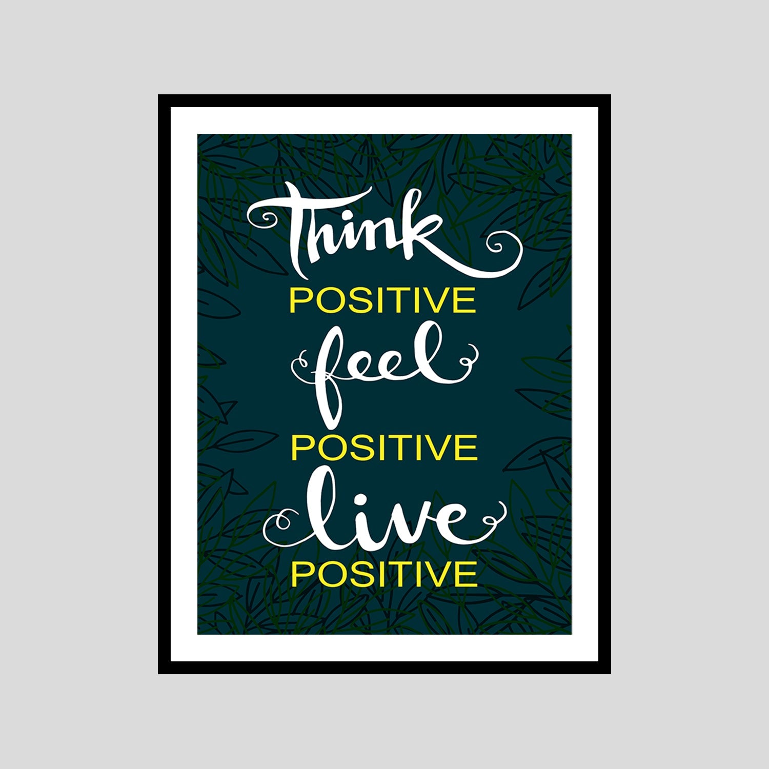 Think Positive Feel Positive Live Positive Motivational Posters Wall Frames for Students, Business, Employees, Startup
