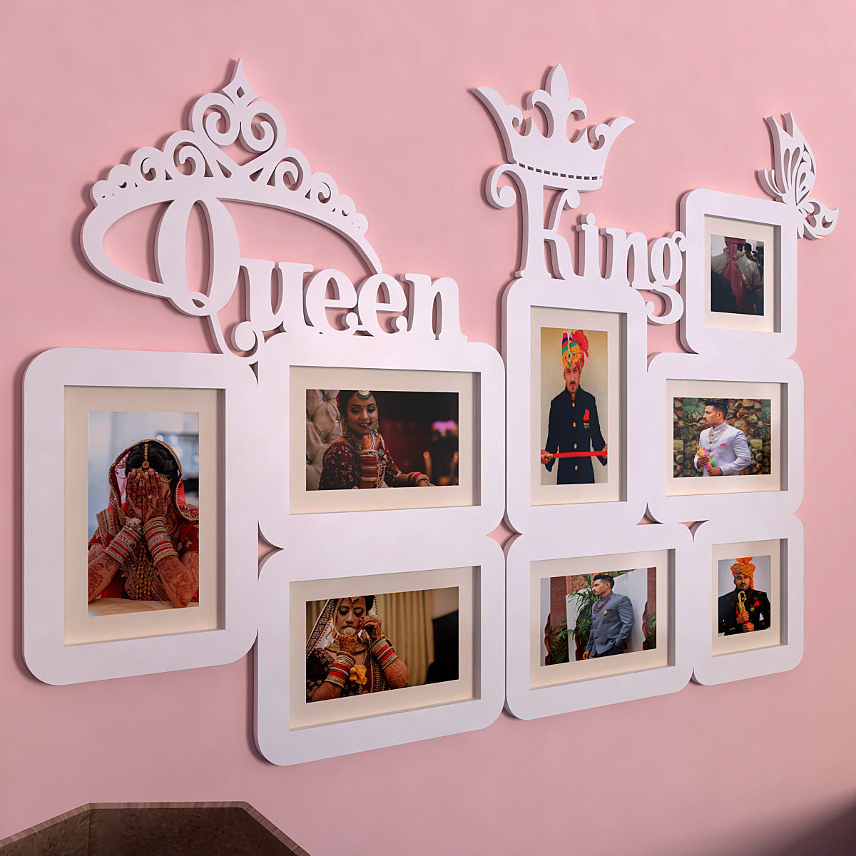 Queen & King White Hanging Photo Frame