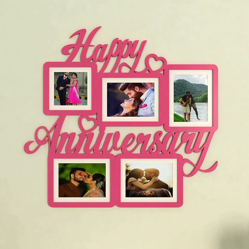 Happy Anniversary Pink Hanging Photo Frame