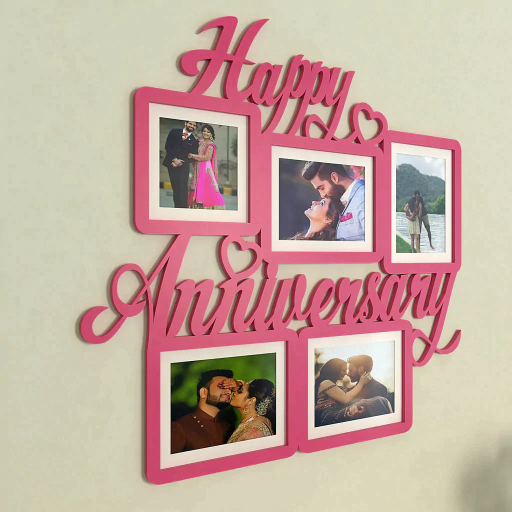 Happy Anniversary Pink Hanging Photo Frame