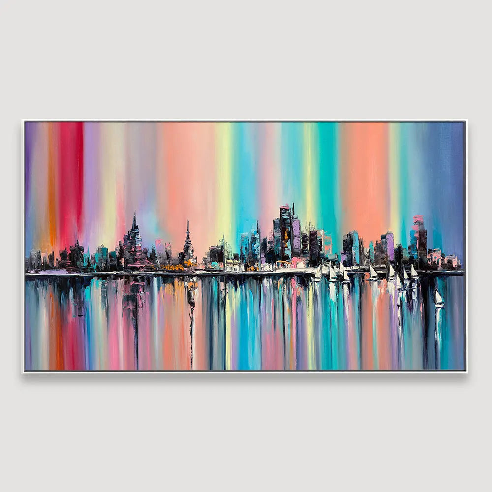 The Rainbow City Abstract Framed Wall art
