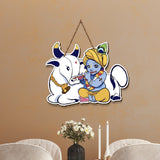 Designer Printed Krishna Wooden Wall Hanging