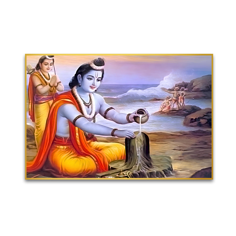 Glorious Shri Ram Shiva Worship Wall Art & Paintings