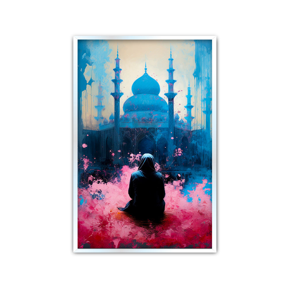 Beautiful Islamic People Praying In The Mosque Canvas Wall Paintings & Art