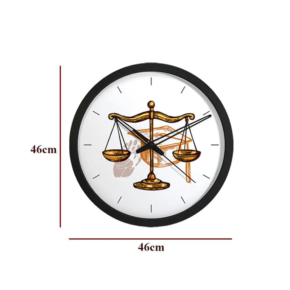 Law Scale Wooden Wall Clock for Lawyer's Office