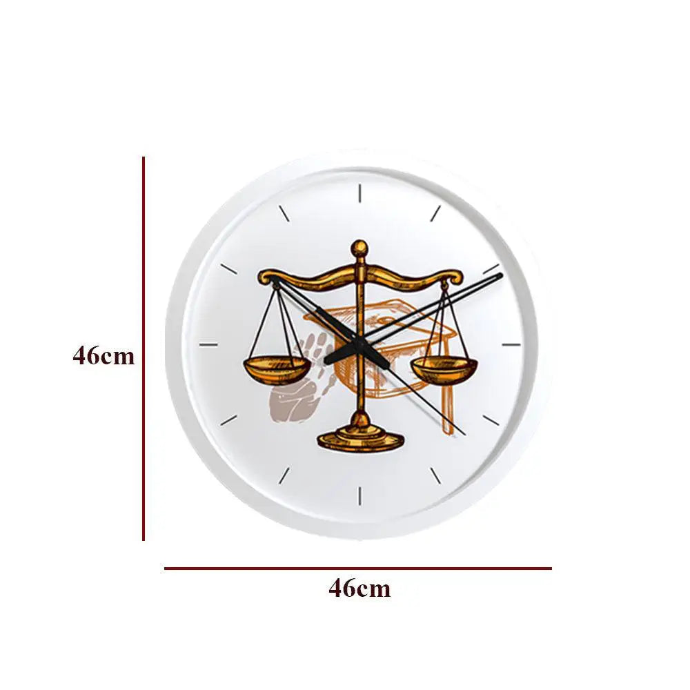 Law Scale Wooden Wall Clock for Lawyer's Office