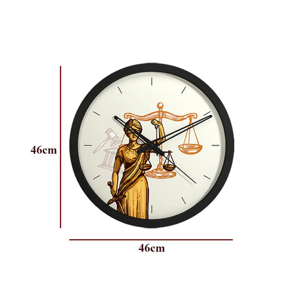 Goddess of Justice Wooden Wall Clock for Lawyer