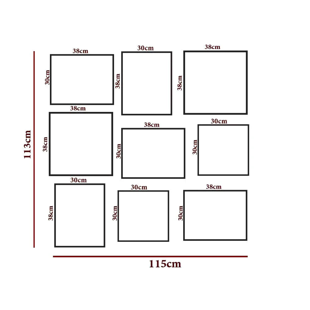 Contemporary Art Golden Framed Wall Art Set of 9