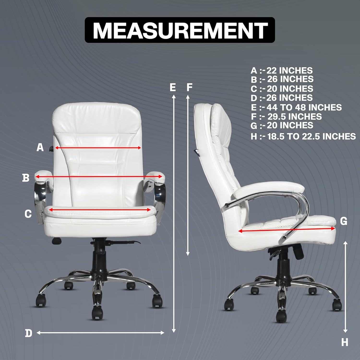 Majesty White Leatherette High Back Revolving Office Chair | Executive CEO Director Boss Chair