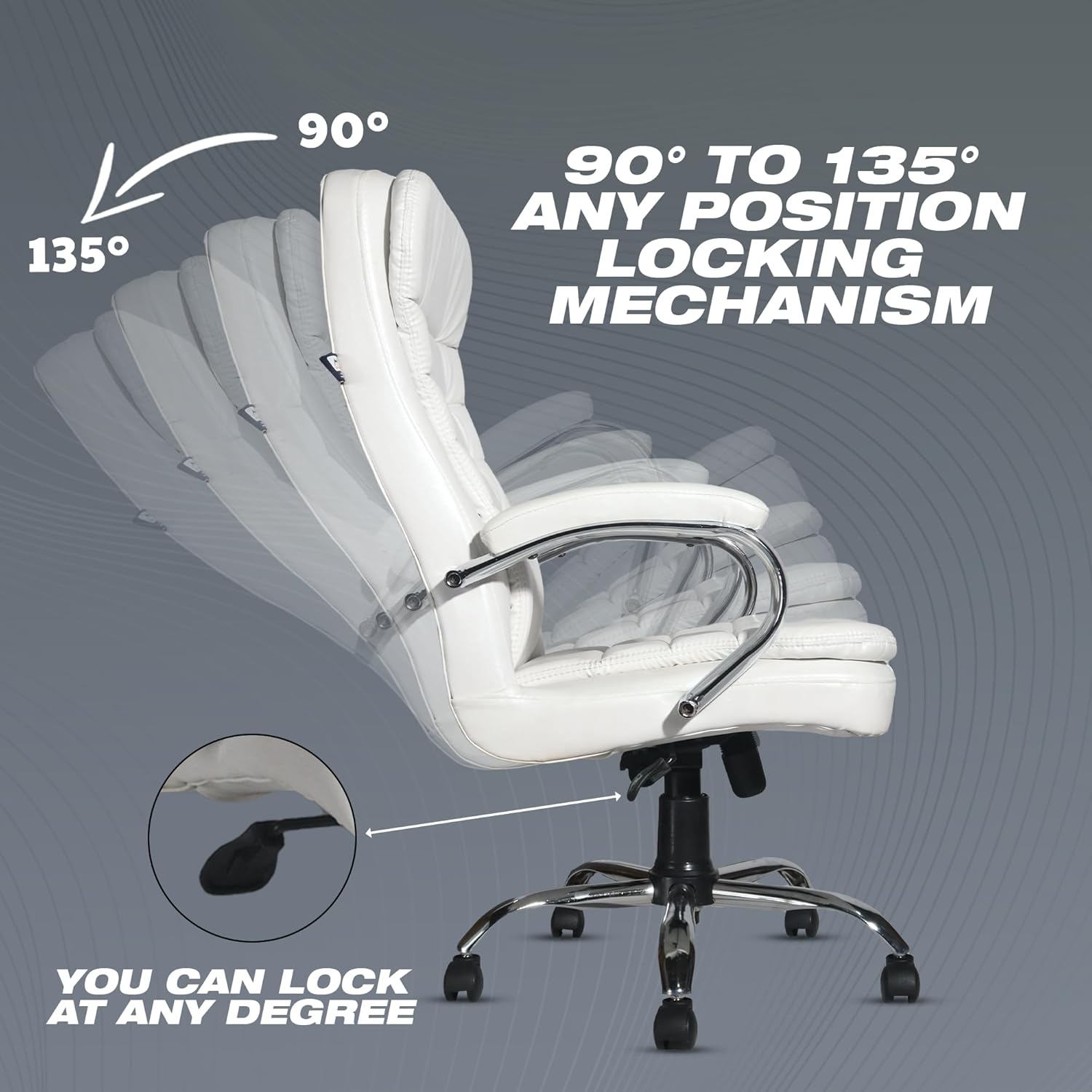 Majesty White Leatherette High Back Revolving Office Chair | Executive CEO Director Boss Chair