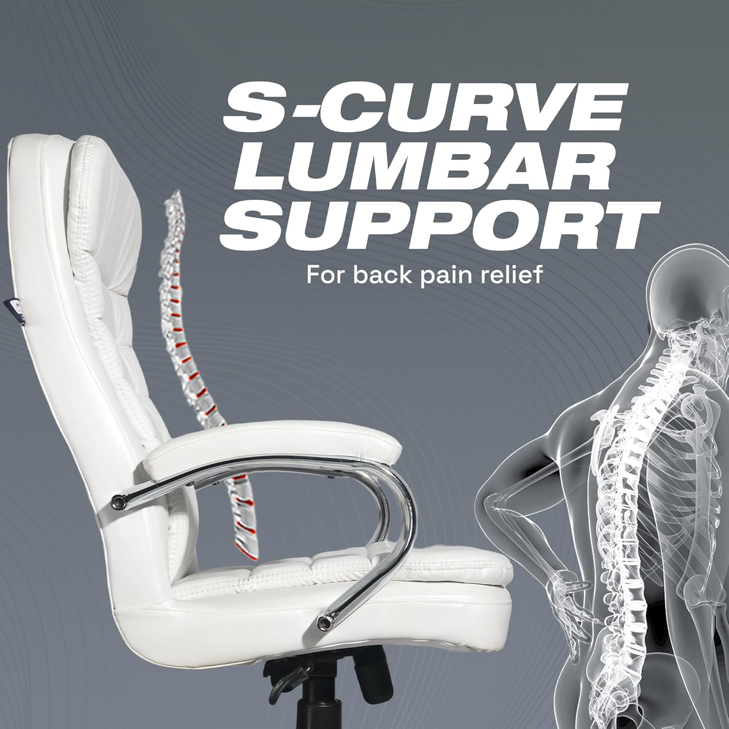 Majesty White Leatherette High Back Revolving Office Chair | Executive CEO Director Boss Chair