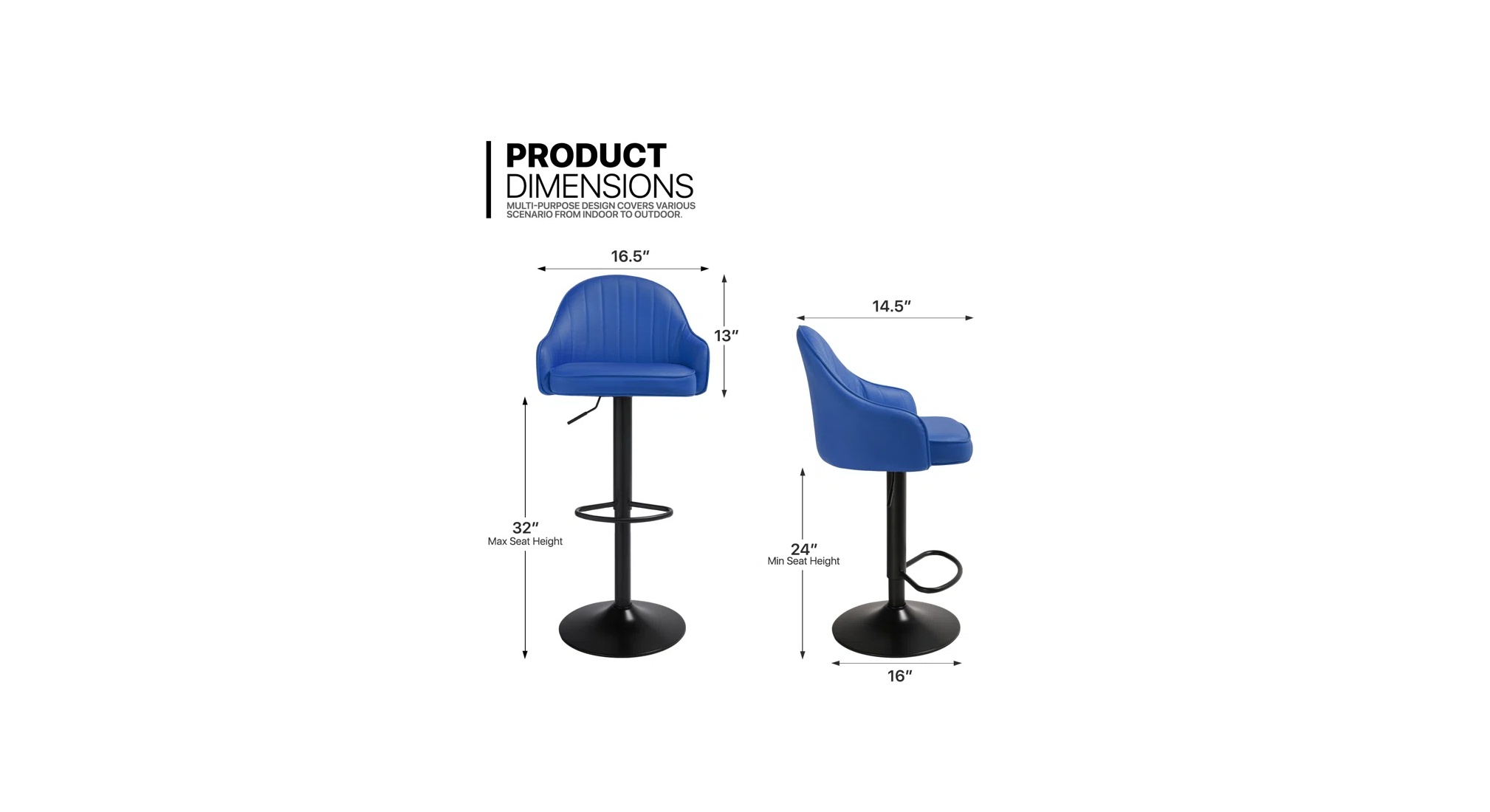 Blue Color Fressia Swiel Bar Stool