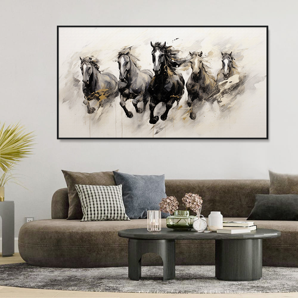 Beautiful Modern Running Hoses Canvas Printed Wall Art & Paintings