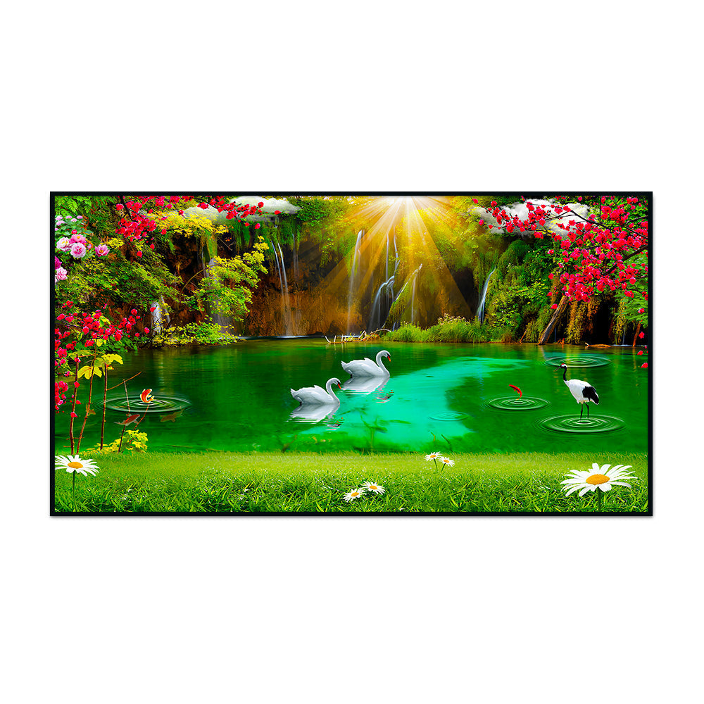 Beautiful Waterfall Nature Scenery Canvas Printed Wall Paintings & Arts