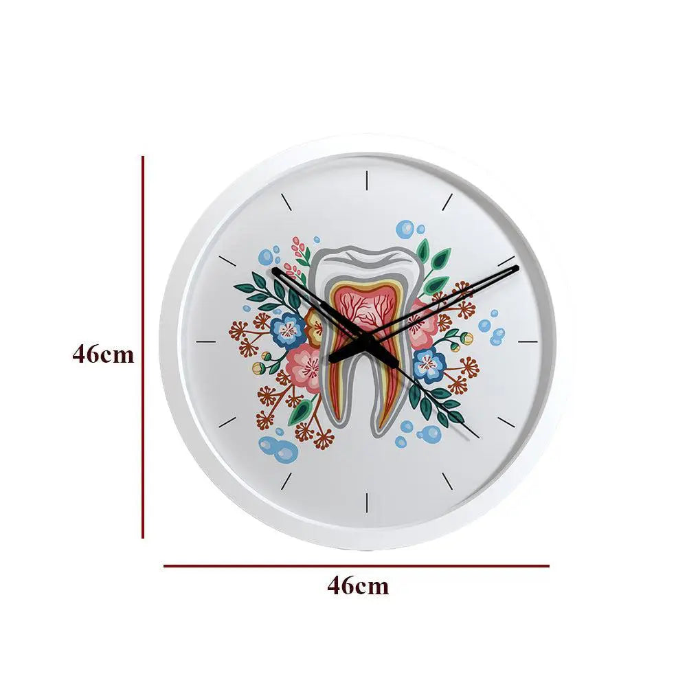 Floral Healthy Tooth Dentist Office Wall Clock