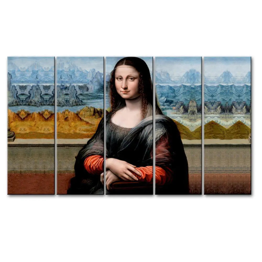 Beautiful Monalisa 5 Pieces Canvas Print Wall Painting