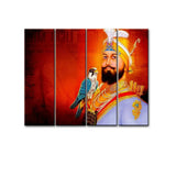 Guru Gobind Singh 4 PCS Wall Painting Framed On Wood