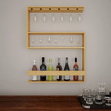 Modern MDF Bar Wall Shelf / Mini Bar Cabinet in Oak Finish
