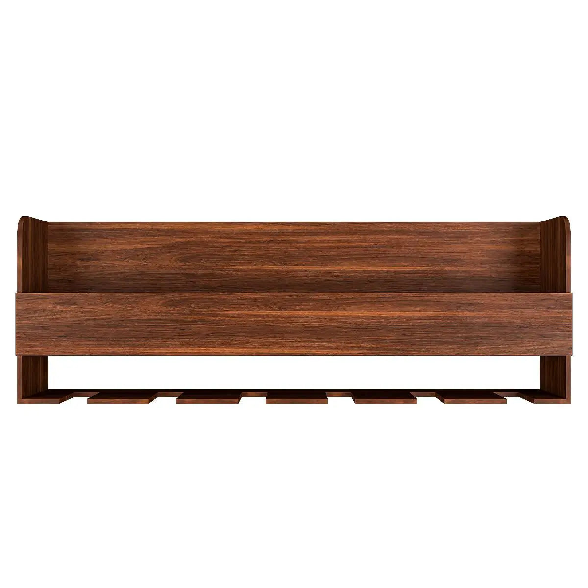 Engineered Wood Backlit Bar Wall Shelf / Mini Bar Cabinet in Walnut Finish